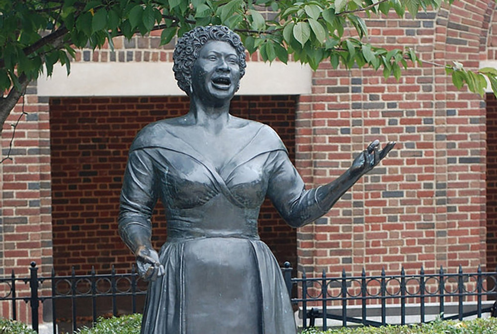 Vinnie Bagwell’s first public artwork, The First Lady of Jazz, Ella Fitzgerald at the Yonkers Metro-North/Amtrak station.